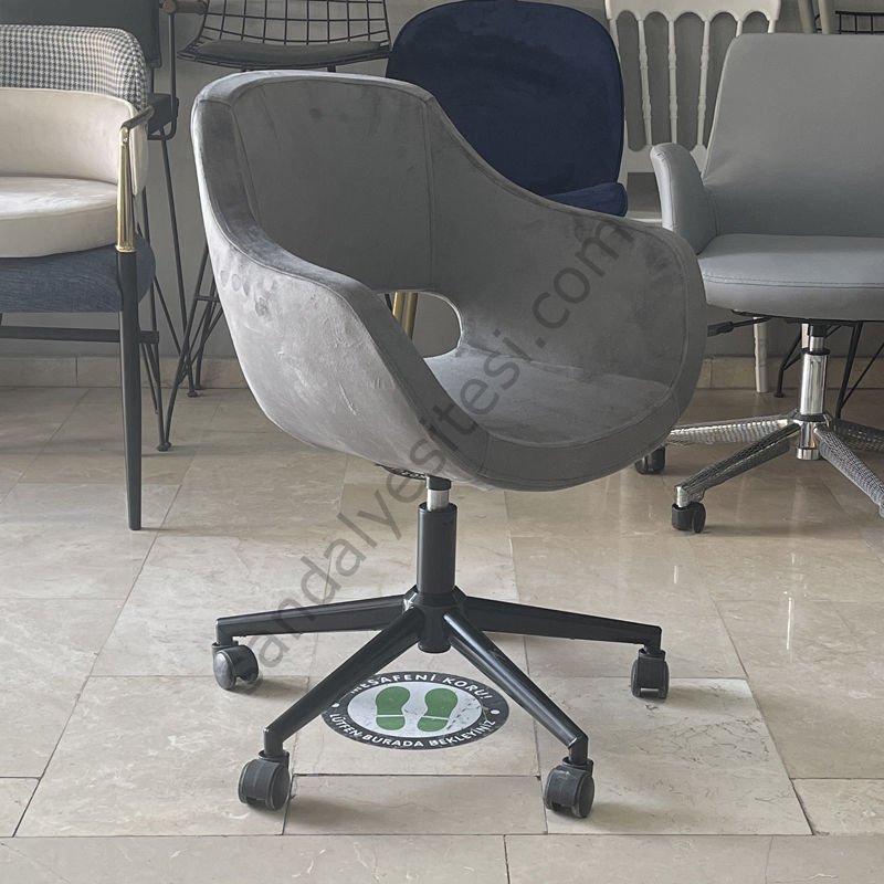 Store Siyah Ayaklı Çalışma Koltuğu Gri