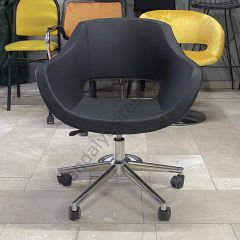 Store Krom Ayaklı Çalışma Koltuğu SİYAH DERİ