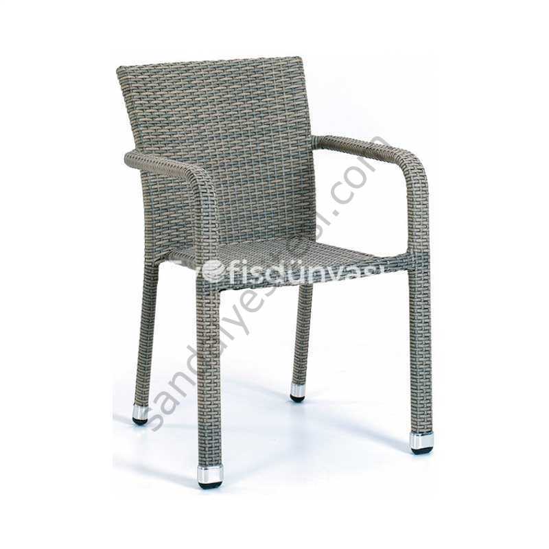 Era Kollu Rattan Sandalye Gri