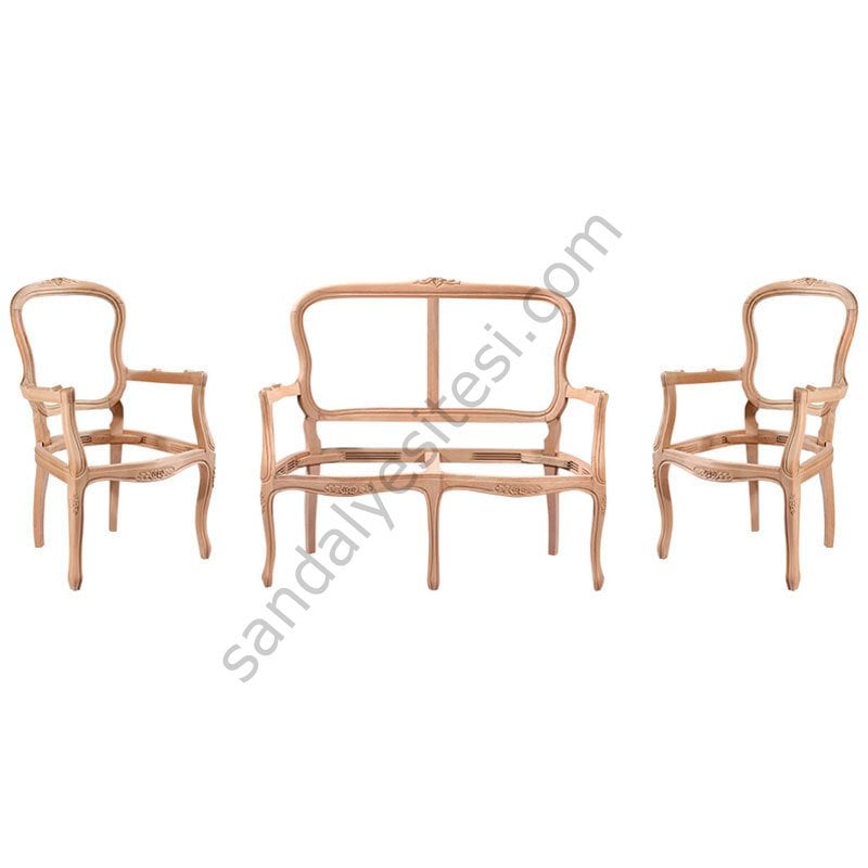 Etek Oymalı Ham Ahşap Çay Takımı