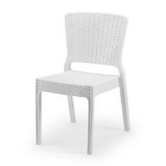 Feyza Rattan Görünümlü Sandalye Beyaz