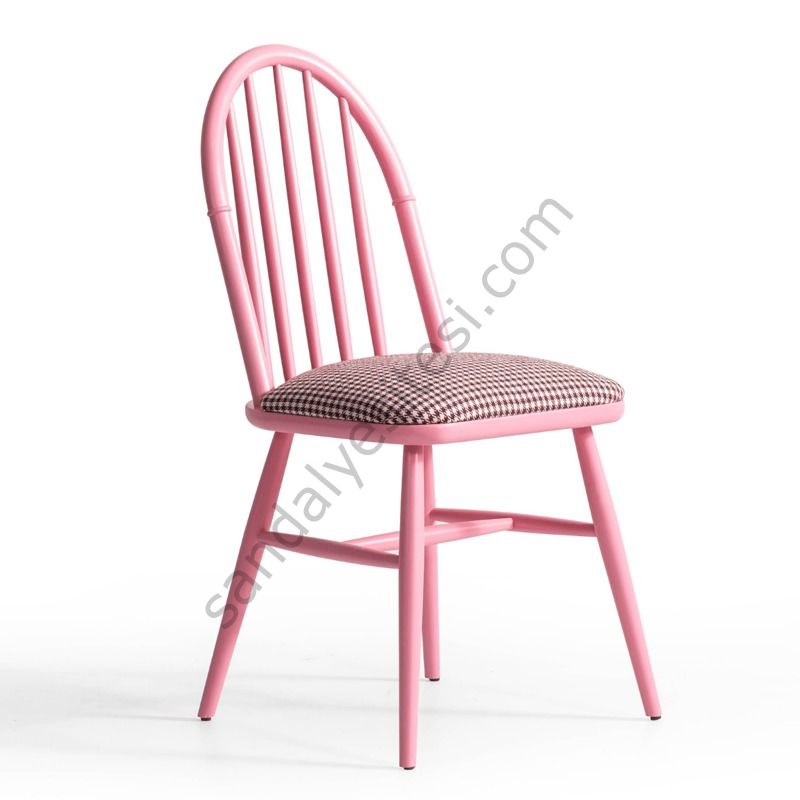 Eyfel Döşemeli Ahşap Sandalye pembe