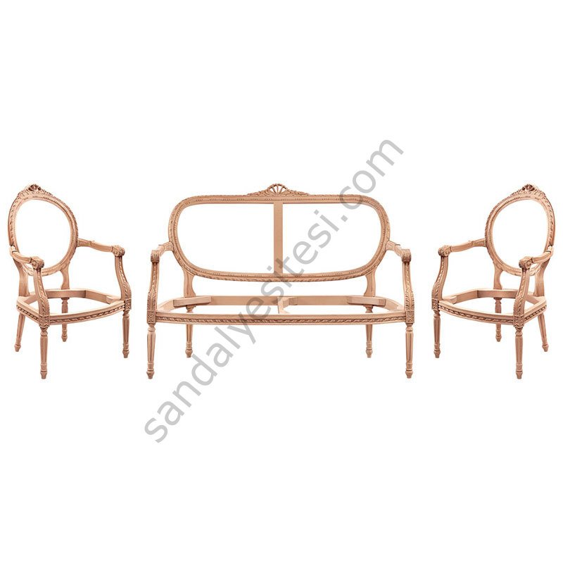 Papatya Oymalı Ham Ahşap Çay Takımı