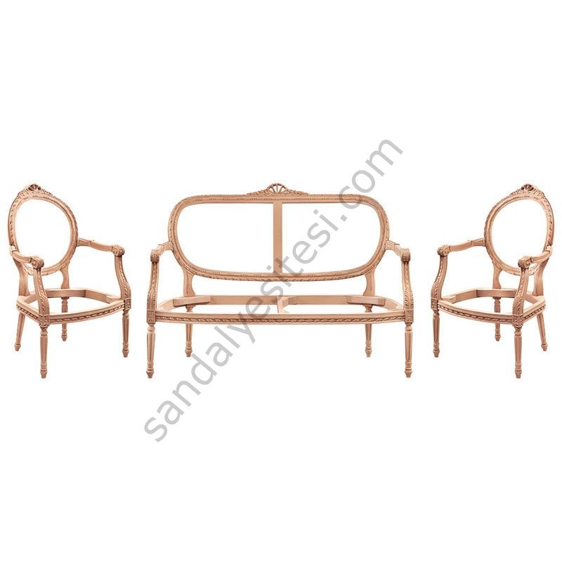 Papatya Oymalı Ham Ahşap Çay Takımı