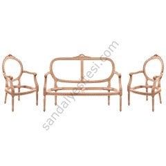 Papatya Oymalı Ham Ahşap Çay Takımı