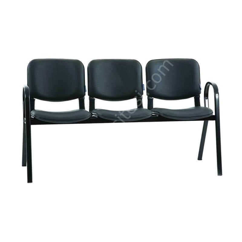 Form Üçlü Bekleme Koltuğu Boyalı Siyah