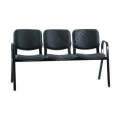 Form Üçlü Bekleme Koltuğu Boyalı Siyah