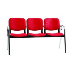 Form Üçlü Bekleme Koltuğu Krom Kırmızı