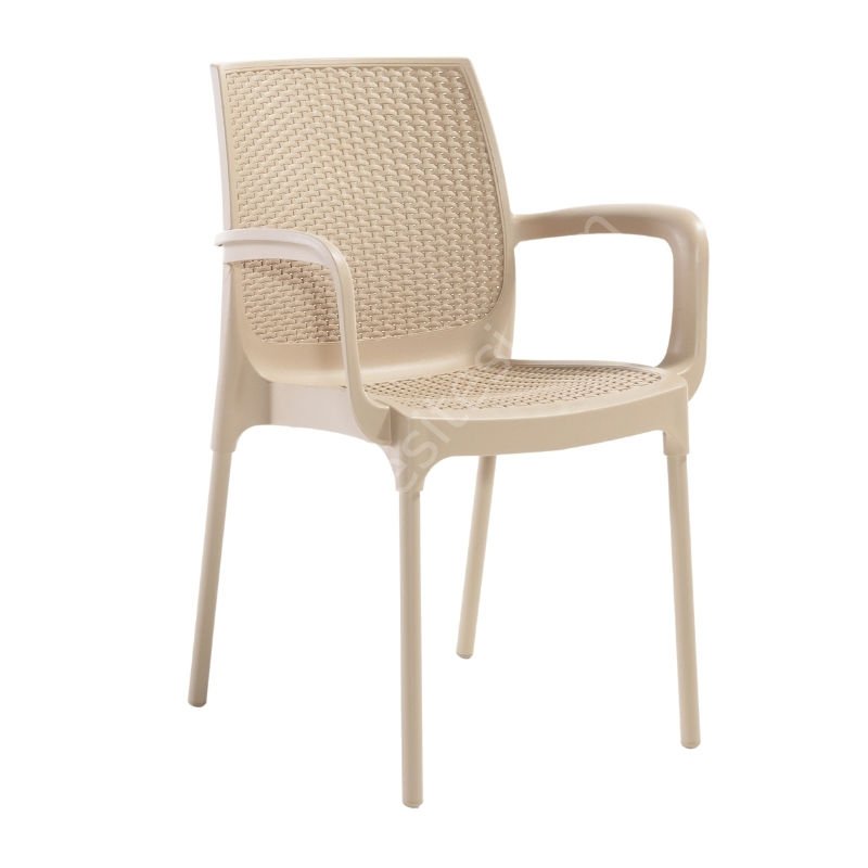 Fox Kollu PP Rattan Görünümlü Sandalye Teak