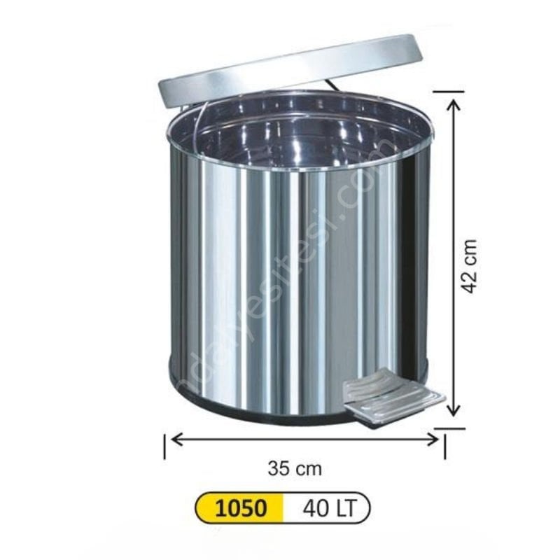 Paslanmaz Pedallı Çöp Kovası 40 Litre