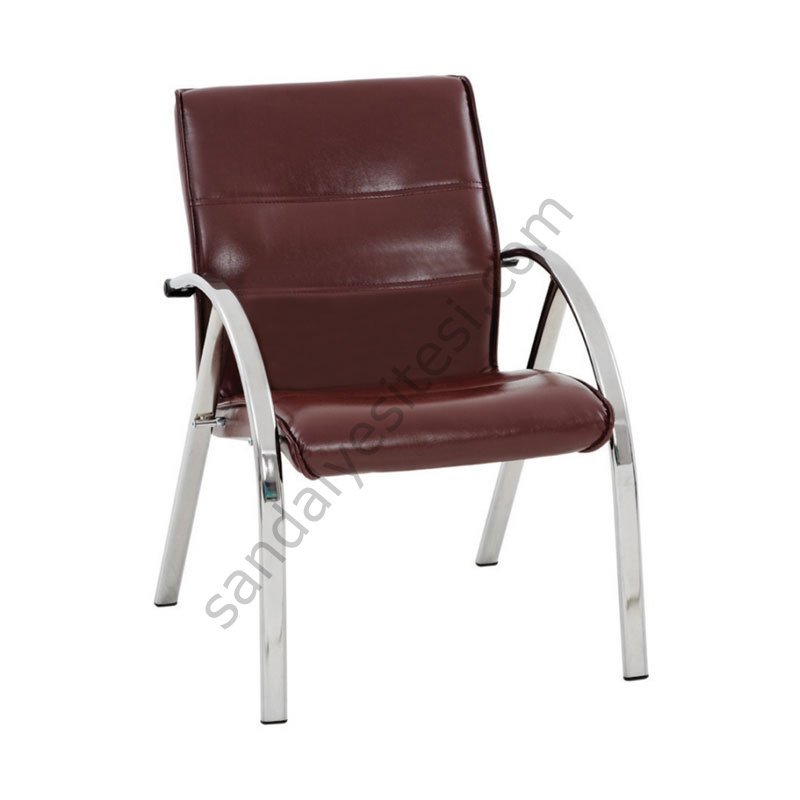 Ganor Krom Ayaklı Misafir Koltuğu Kahve